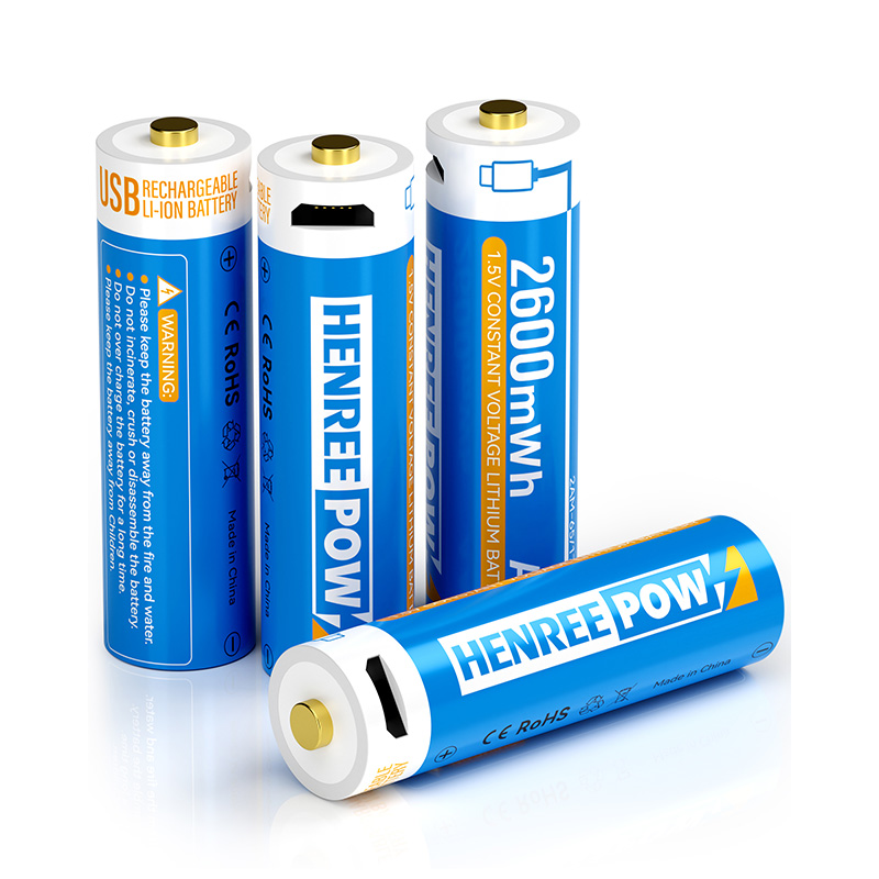 Henreepow 2600MWH 1.5V Type C AA بطاريات قابلة للشحن