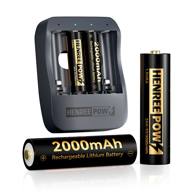 Henreepow AA 2000mah 1.5v بطاريات الليثيوم عالية السعة